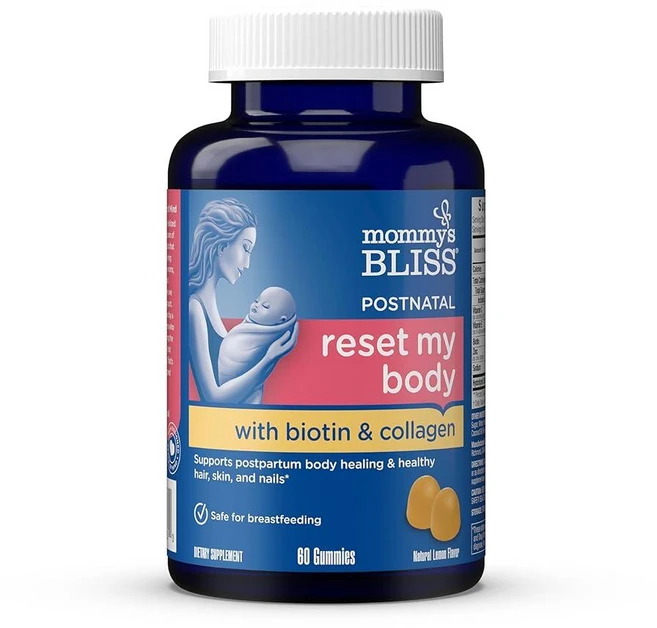 Mommy's 블리스 포스트나탈 리셋 마이 바디 비오틴 콜라겐 레몬맛 구미 60정, 1개 - 쿠팡