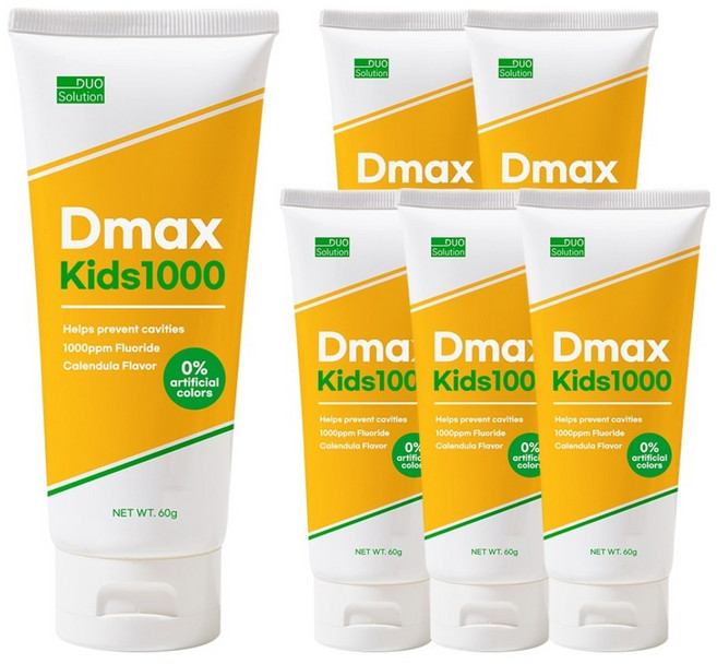 듀오솔루션 디맥스 키즈 1000 어린이 불소 치약 1000ppm, 60g, 6개
