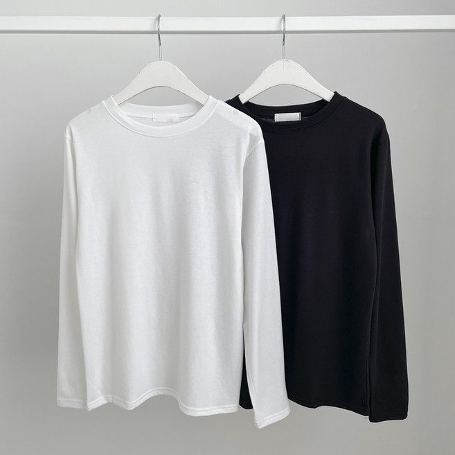 샵159 찰랑 무지 라운드 긴팔 티셔츠 어텀 2장