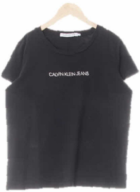 7255 캘빈클라인진 블랙 면 레터링로고라운드넥반팔티셔츠 [M]