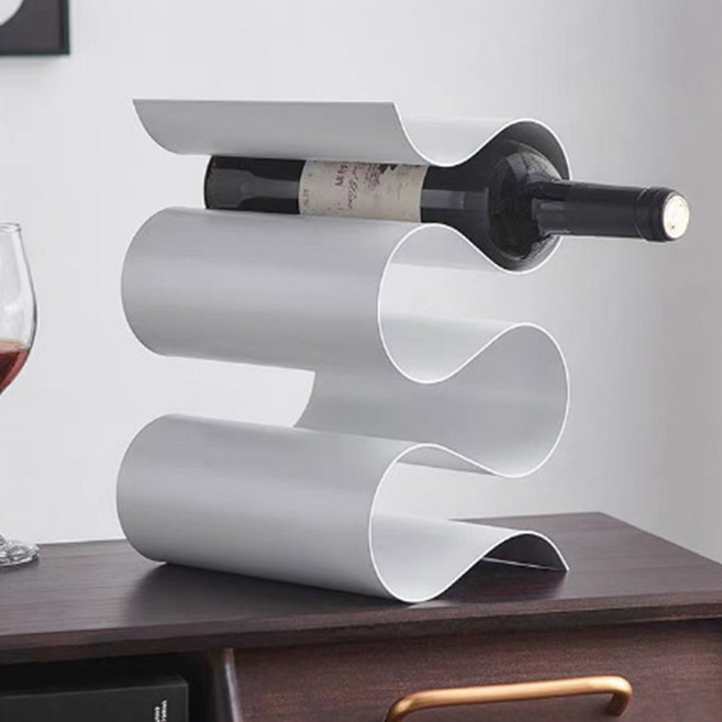 인테리어 소품 와인거치대 웨이브 철제 와인랙 21, 화이트, 1개