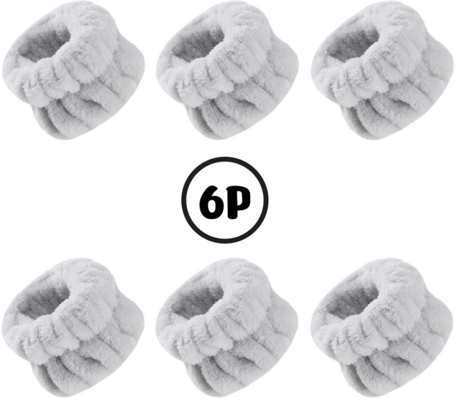 하루생활 극세사 세안 손목밴드 세면밴드 클렌징 물흘러내림 방지, 6개, 회색