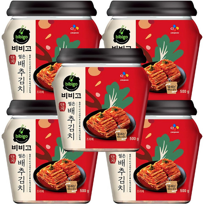 (냉장)비비고 썰은배추김치(용기)500g, 500g, 5개
