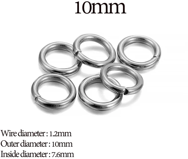 30-200Pcs 3-25mm 스테인레스 스틸 분할 링 오픈 단일 루프 점프 링 커넥터 DIY 쥬얼리 결과 액세서리 만들, 18 1.2 x 10mm  200pcs
