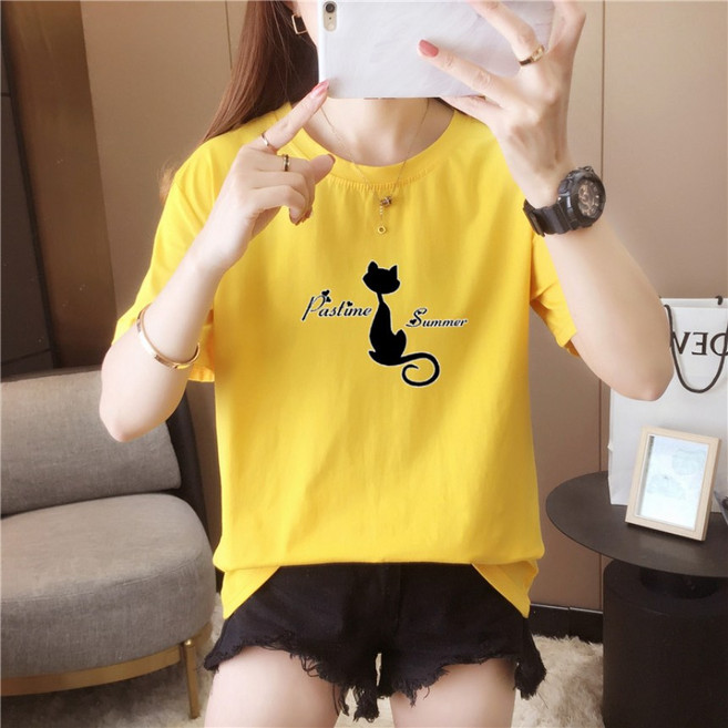 고양이 반팔티 여성용 빅사이즈 반팔티셔츠