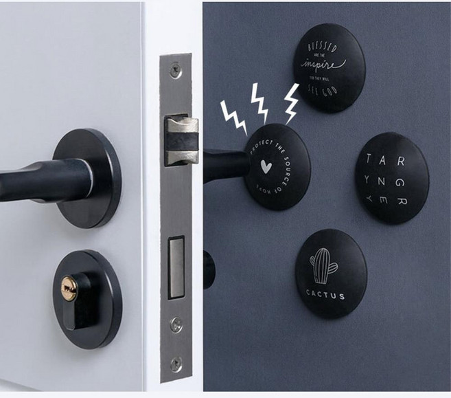 방문 쾅 충격 소음 방지 이쁜 도어쿠션 4p 문스톱 문충격방지 문꽝방지 문콕방지, 블랙, 블랙