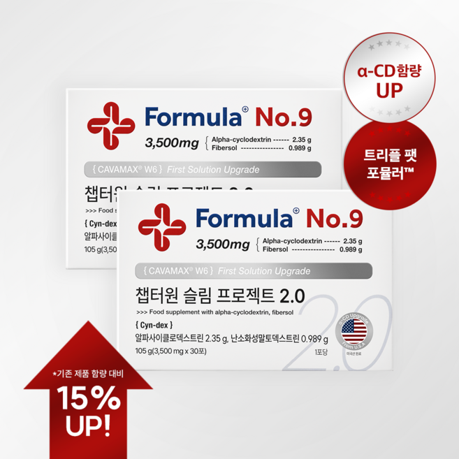 [리뉴얼] 포뮬러넘버9 챕터원 슬림프로젝트 2.0 알파 CD 사이클로 싸이클로 난소화성말토 덱스트린, 2박스, 30회분