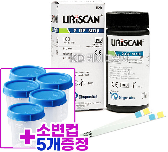 영동제약 유리스캔 소변검사 키트 케톤 당뇨 단백뇨 소변컵 무료 1종 2종 4종 7종 10종, 2종+소변컵, 1개, 100매입