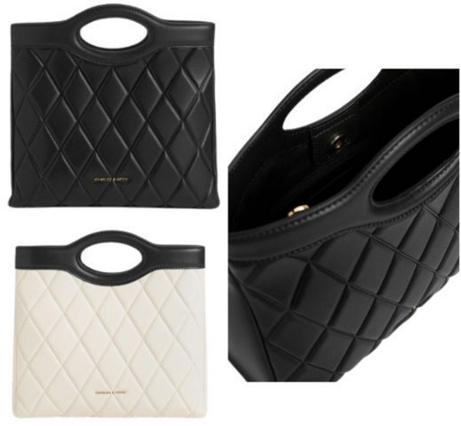 Charles and Keith Arwen 菱格紋弧形手提包
