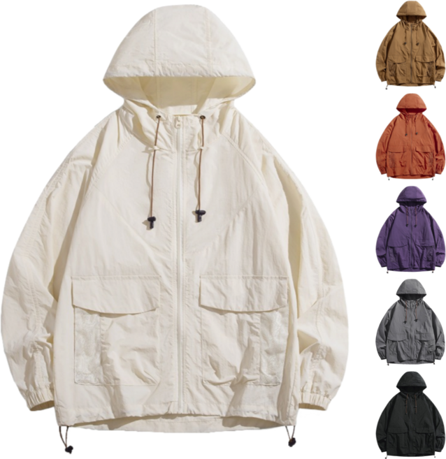 데이그린 남녀공용 경량 후드 집업 바람막이