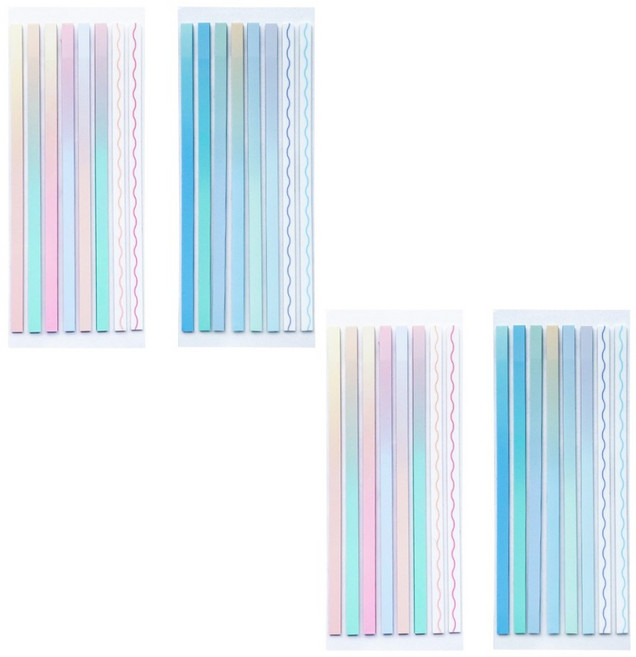 바이유즈 롱인덱스 플래그스티커 하이라이터 밑줄 테이프 4set, 핑크2+블루2