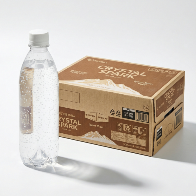 아이리스 크리스탈 스파크 탄산음료 레몬향 무라벨, 48개, 500ml