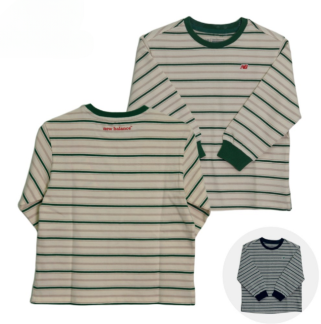 뉴발란스 키즈 10수 멀티 스트라이프 여아 남아 티셔츠