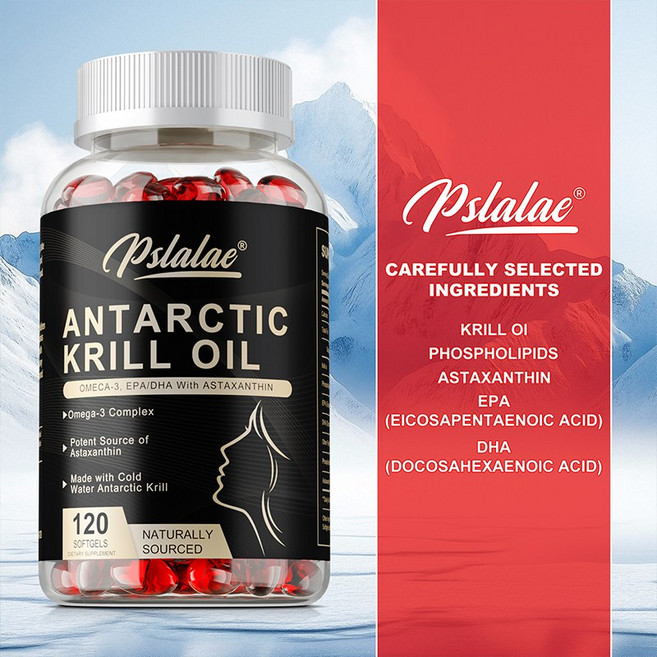 오메가-3 EPA DHA 아스타잔틴 및 인지질이 함유된 남극 크릴 오일, 1개, 60정