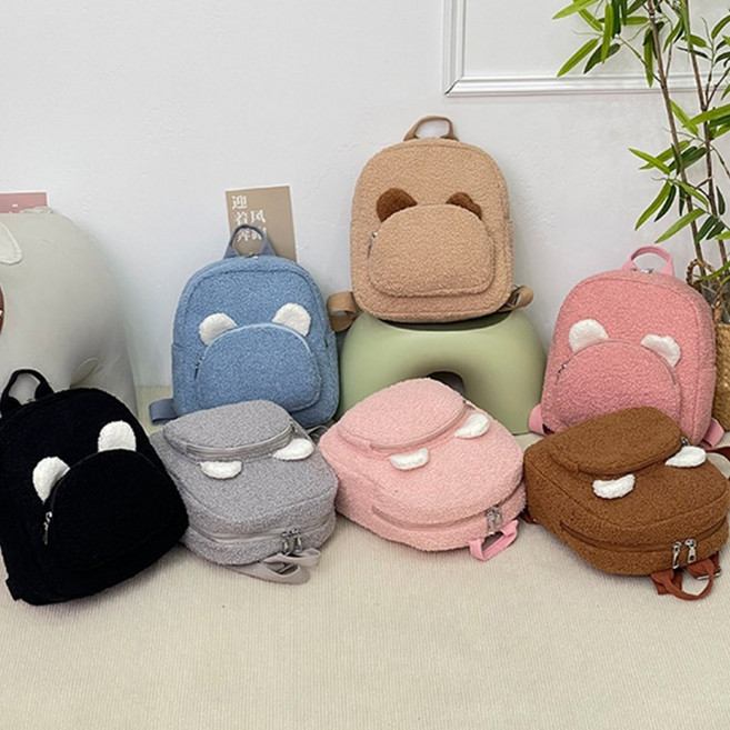 귀여운 곰돌이 미니 백팩 소풍 놀이공원 양털 뽀글이 데일리 가방 KK1027
