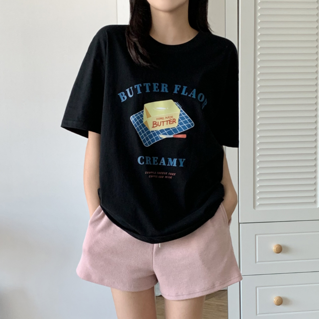 도도미아 여성 레터링 면반팔 티셔츠 반팔티