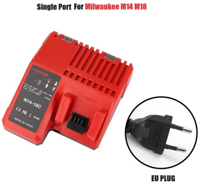 리튬 이온 배터리 교체 3A 12V 14V 18V 빠른 리튬 이온 충전기 밀워키 M12-18C/N14-18C 도구 듀얼 포트 M12, [05] Single Port EU Plug, 01 번들 1_01 CHINA, 1개