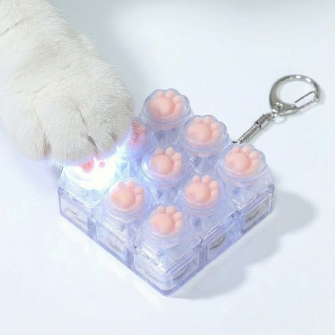 팍클리 고양이 LED 키보드 키캡 키링 9구, 1개, 말랑 핑크 젤리