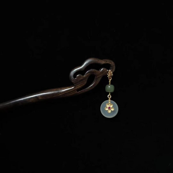 DFMEI 青塵記【紫曦】黑檀木紫色花朵簪子古風新中式小清新手工髮飾髮簪