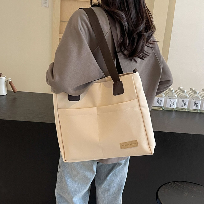 IFNA 남녀공용 에코백 캔버스백 지퍼형 숄더백 크로스백 호환가능