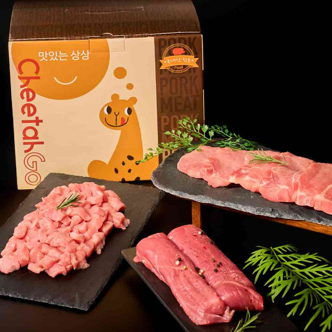 치타고 무항생제 한돈 선물세트 키즈용 등심 안심 1.5kg (등심500gx2안심500g), 단품