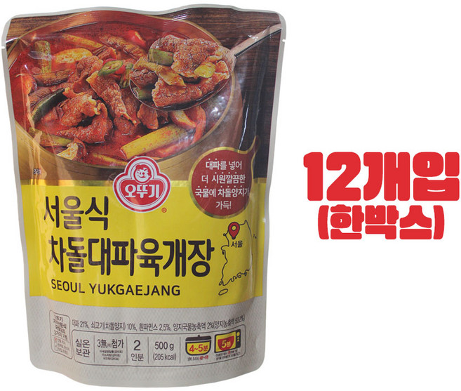 오뚜기 서울식 차돌대파육개장, 500g, 12개
