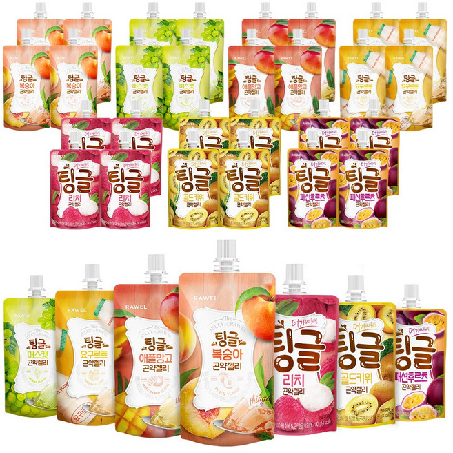 로엘 팅글 곤약젤리 7종 복숭아+요구르트+ 애플망고+ 머스캣+ 리치+ 골드키위, 3.8kg, 2세트