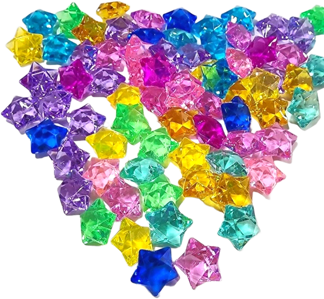 별모양 100피스 반짝가짜보석 장난감 다이아몬드 보석칩 여러색상 아크릴, 100개, 다양한색상