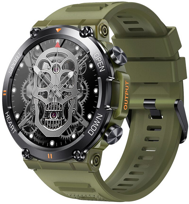 스마트워치 MELANDA 남성용 HD 블루투스 통화 스마트 워치 스포츠 피트니스 트래커 심장 모니터 400mAh 안드로이드 IOS K56 용 139 인치, 2) ArmyGreen