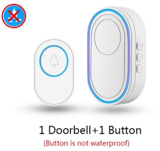 띵샤 야외 433MHz 무선 IP65 방수 초인종 LED 조명 야간 투시경 38 곡 스마트 홈 도어 벨 환영, 09 1receiver 1button, 영국 플러그, 1개