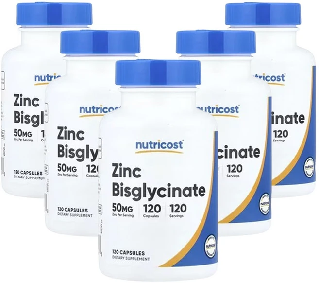 뉴트리코스트 아연 비스글리시네이트 50mg 120캡슐, 5개, 120정 - 쿠팡