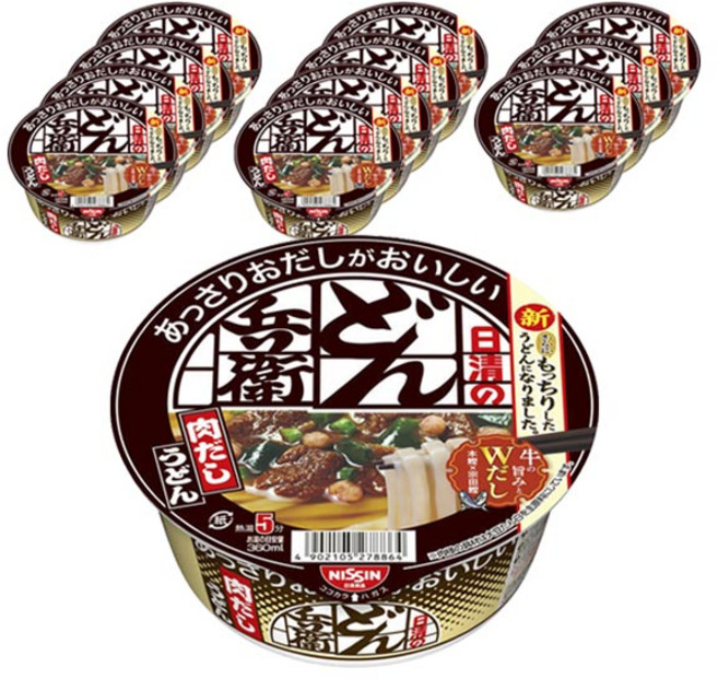 닛신 담백한 국물이 맛있는 돈베이 고기육수 우동, 12개, 72g