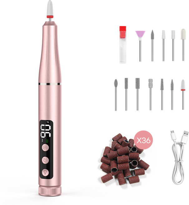 NICESUN 무선 네일 드릴 젤네일 제거 셀프 오프 손발톱 그라인더 uv램프 네일 케어 기기 M9, 1개, 핑크