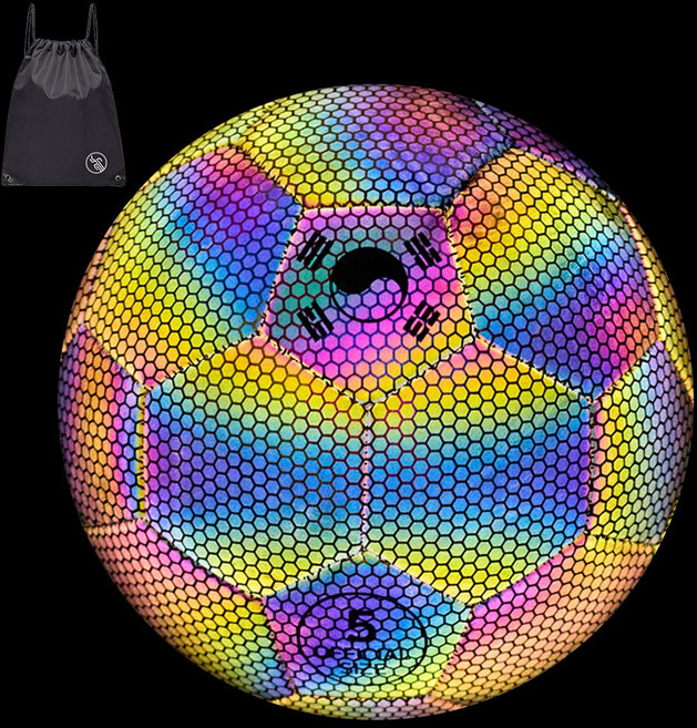 VITALO 대한민국 야광축구공 빛 반사광 축구공 야간축구공 (PGN짐쌕가방 지급), 옵션02_레인보우, 1개