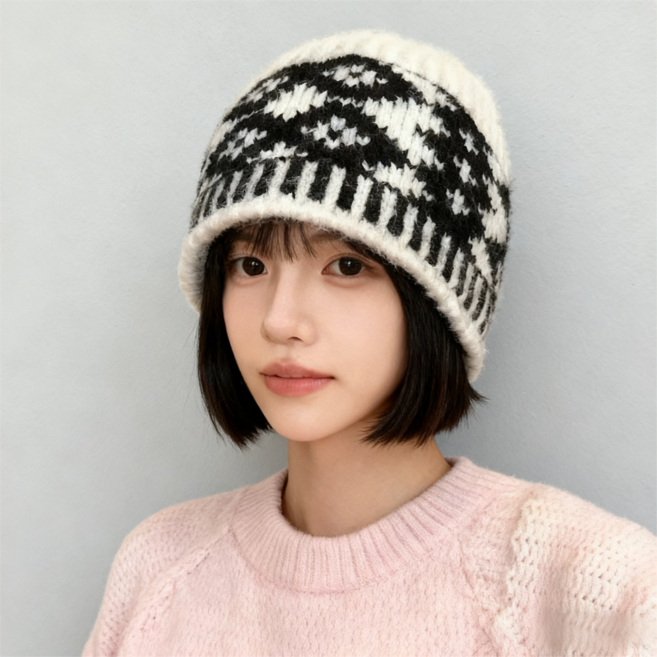 시웬 가을겨울을 위한 얼굴라인 보정 니트 비니