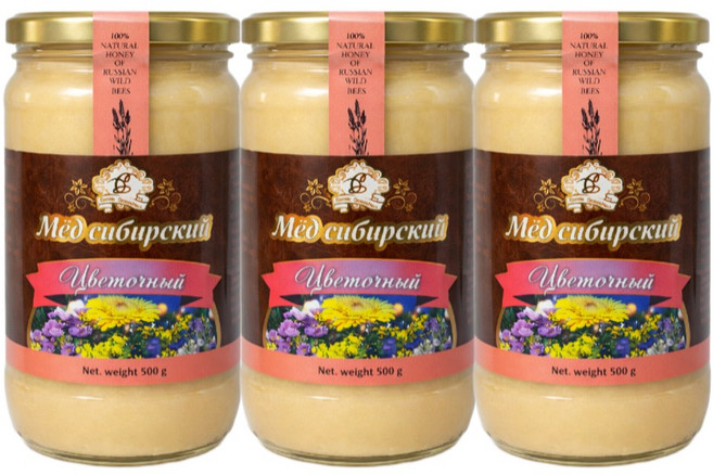 시베리아 꽃꿀 세계5대 명품꿀 러시아 알타이 토종 야생화 숙성 수입 자연산 벌꿀, 500g, 3개