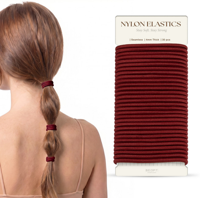 비옵트 나일론 4mm 노팁 헤어 컬러 고무줄 세트 30P