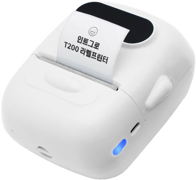 인트그로 블루투스 무선 감열식 휴대용 라벨프린터 T200, 1개, T200_내추럴 화이트