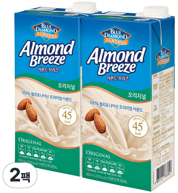 아몬드브리즈 오리지널 두유, 950ml, 2개