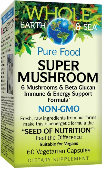 내추럴 팩터스의 홀 어스 & 씨 슈퍼 버섯 홀 푸드 보조 Whole Earth & Sea from Natural Factors Super Mushroom Whole Food - 쿠팡