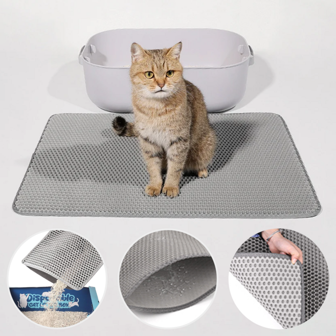 벌집 고양이 모래 매트 - 사막화방지 매트 모래매트, 1개, 회색