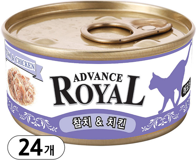 로얄 어드밴스 캔 콤보 고양이 캔 간식 통조림, 어드밴스 콤보, 85g, 24개