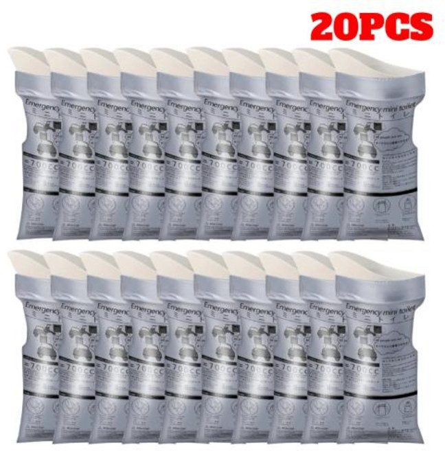 차량용 소변 수집기 휴대용 소변 가방 야외 비상 소변 가방 아기 여성 남성용 휴대용 소변 가방 50 개 1 개 700ml, 9)Grey 20PCS