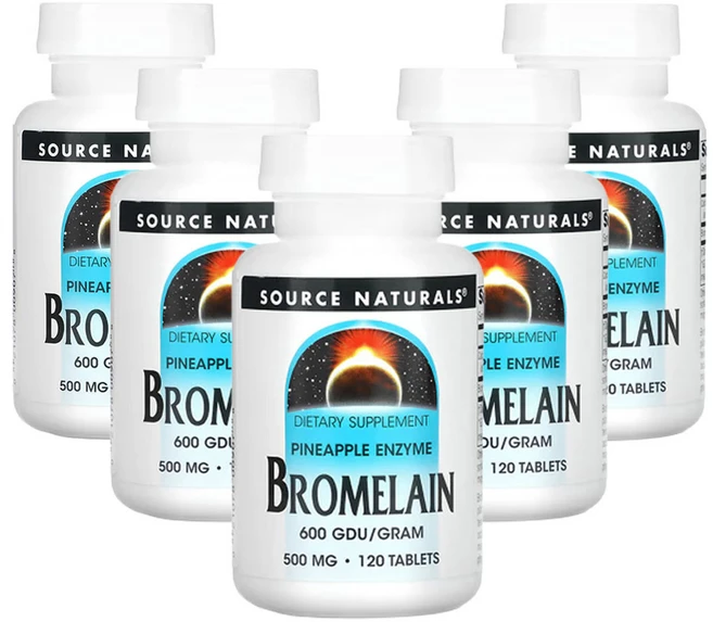 소스네츄럴스 브로멜라인 600GUD/g 500mg 120정, 5개 - 쿠팡