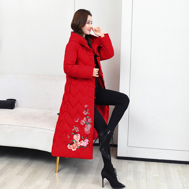 여성용 자수 패딩 여중 롱 오버사이즈 다운 점퍼 접이식 겨울 패딩저고리 뉴타임즈 S554J860