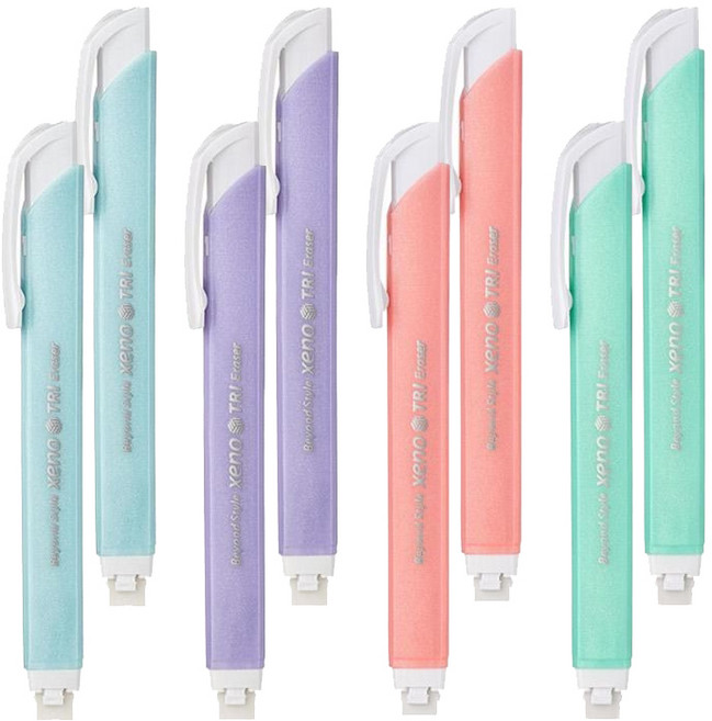 제노 삼각 노크식지우개, 8개, 파스텔랜덤