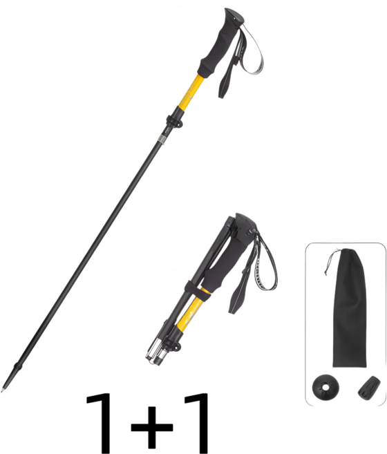 나너마켓 260g 초경량 5단 접이식 등산스틱, 2개, 옐로우