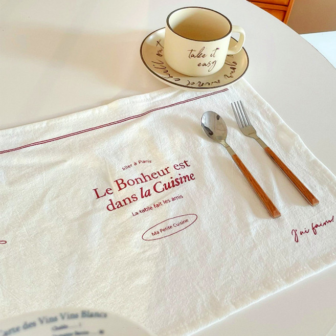 패브릭 레터링 키친크로스 카페 테이블 테코 식탁매트, 1개, 레터링키친크로스_레드