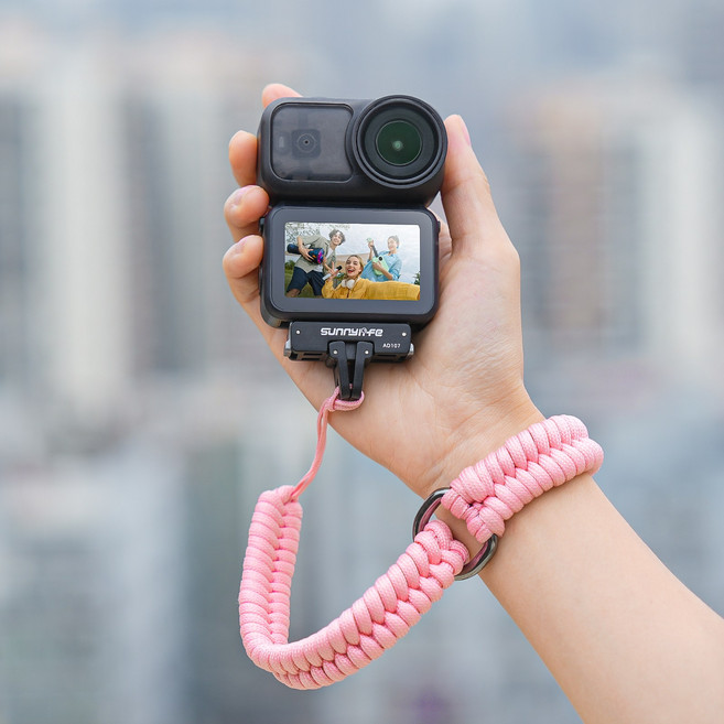 써니라이프 랜야드 피탈 방지 손목 스트랩 DJI 오즈모포켓4/3 나노/360 액션6/5 액션캠 공용 카메라 악세사리, 핑크, 액션 카메라 손목 스트랩
