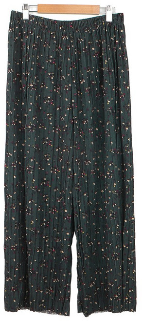 여성 꽃무늬 플리츠 촌캉스 9부 김장 몸빼바지 일자 밴딩 팬츠